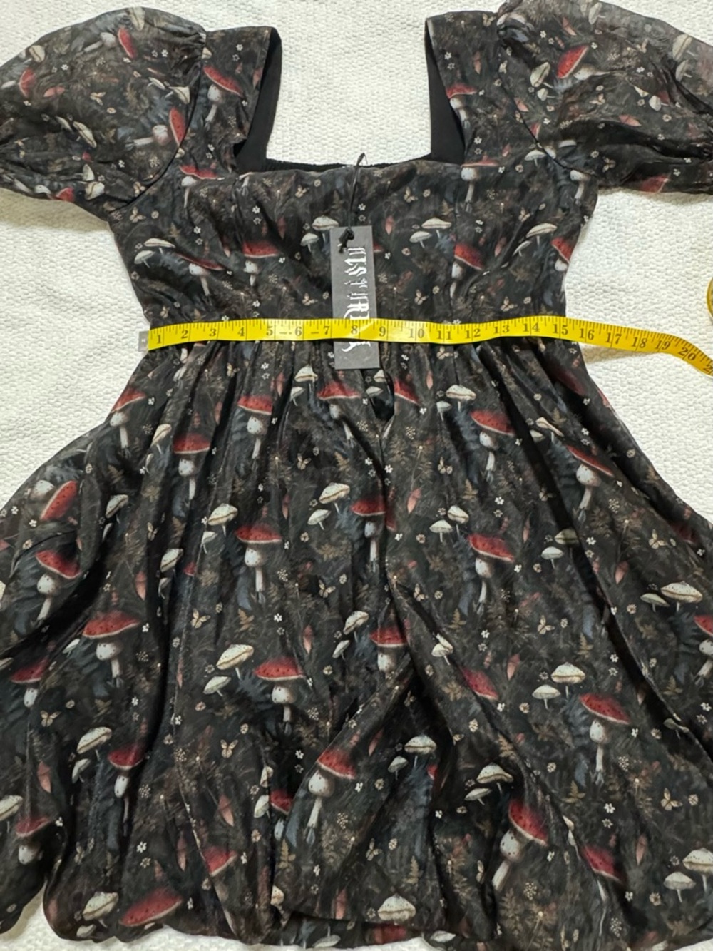 Disturbia Amanita Size 8 Organza Puffball Mini Dress Mushroom Print - Picture 9 of 12